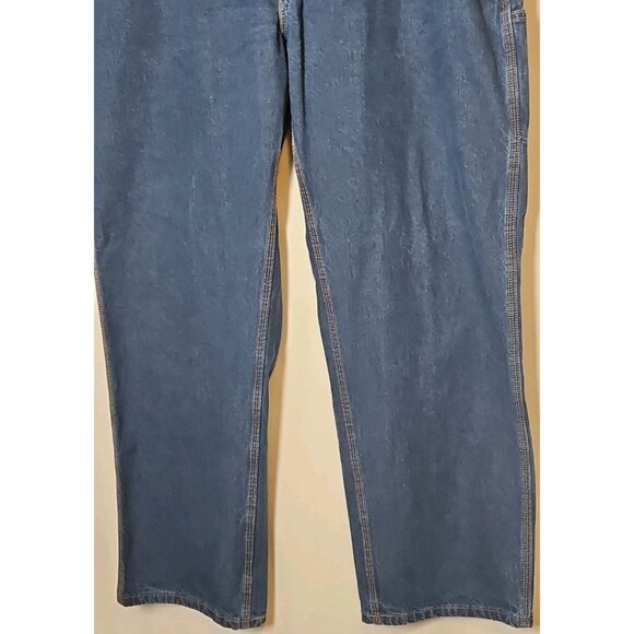 Carhartt Mens Flame Resistant FR Denim Dungaree Jeans Sz 44x32 (42x32) FRB13 DNM - Picture 3 of 16